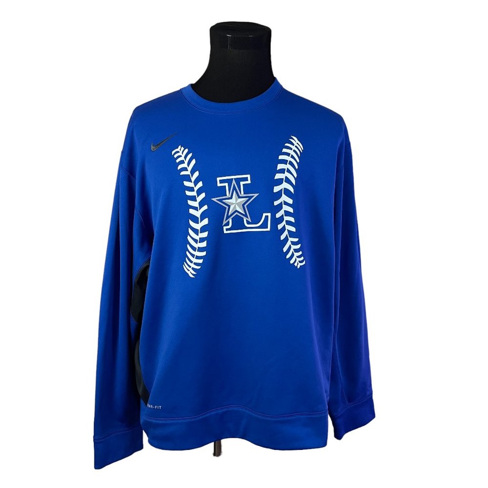 Nike | Men's Blue Therma-Fit Fleece lined Long Sleeve Athletic Sweatshirt 2XL
